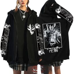 Kurosaki Ichigo Graphic Printed Hooded Anime Bleach Streetwear Men Women Zipper Hoodies Casual Sweatshirt Harajuku Zip Up Jacket