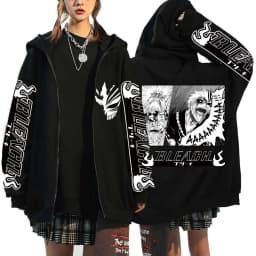 Kurosaki Ichigo Graphic Printed Hooded Anime Bleach Streetwear Men Women Zipper Hoodies Casual Sweatshirt Harajuku Zip Up Jacket