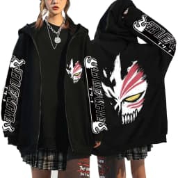 Kurosaki Ichigo Graphic Printed Hooded Anime Bleach Streetwear Men Women Zipper Hoodies Casual Sweatshirt Harajuku Zip Up Jacket