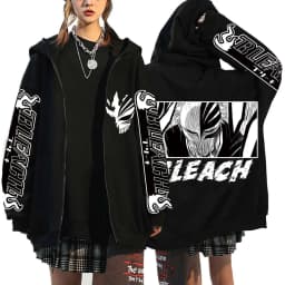 Kurosaki Ichigo Graphic Printed Hooded Anime Bleach Streetwear Men Women Zipper Hoodies Casual Sweatshirt Harajuku Zip Up Jacket