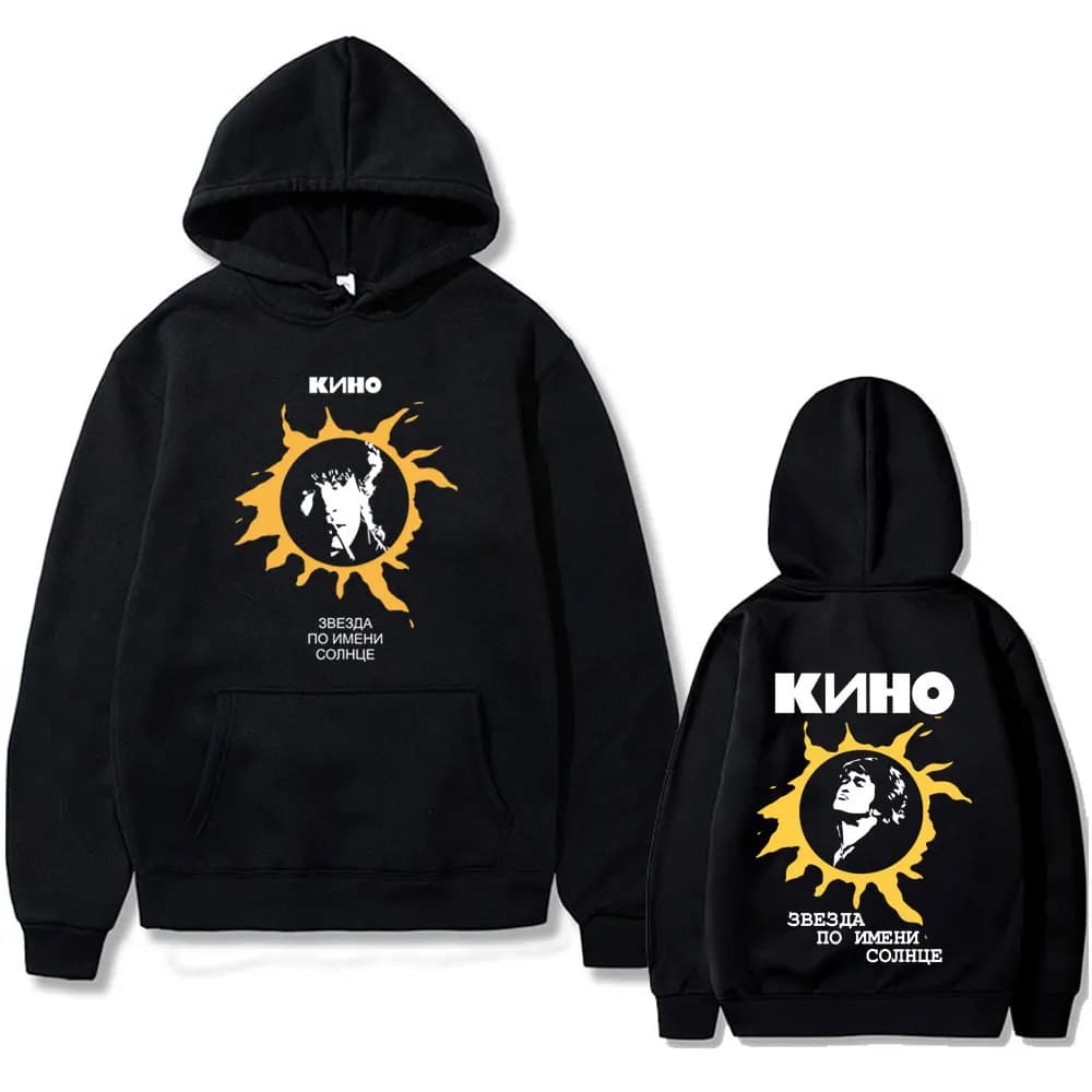 Legendary Russia Rock Band Viktor Tsoi Kino A Star Named Sun Double Sided Print Hoodie Men Women Fashion Oversized Sweatshirt