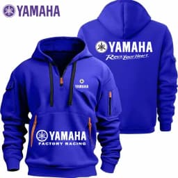 Yamaha Men's Sports Sweatshirt with Zipper And Sleeve Pockets Loose Casual Shoulder Hooded Sweatshirt