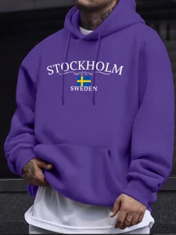 Stockholm Sweden Letter Pattern Streetwears Man Loose Trendy Hoodie Autumn Basic Sweatshirts Casual High Street Pullovers Unisex