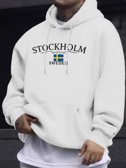 Stockholm Sweden Letter Pattern Streetwears Man Loose Trendy Hoodie Autumn Basic Sweatshirts Casual High Street Pullovers Unisex