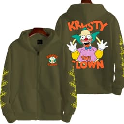 The Simpsons Krusty the Clown Men's Anime Zipper Hoodie Outdoor New Women's Sportswear Autumn/Winter Fashion Couple Cartoon Top