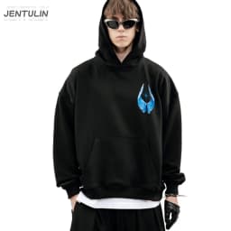 Harajuku Oversized Streetwear Pullover Men's Hoodies Bright Side Graphic Print Hooded Sweatshirt Hip Hop Aesthetic Tops Goth Y2k