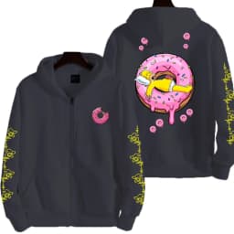 The Simpsons Donut Men's Autumn/Winter New Zipper Hoodie Couple Outdoor Sportswear Fashion Anime Cartoon Coat Top