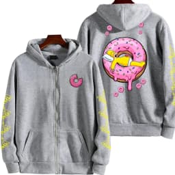 The Simpsons Donut Men's Autumn/Winter New Zipper Hoodie Couple Outdoor Sportswear Fashion Anime Cartoon Coat Top