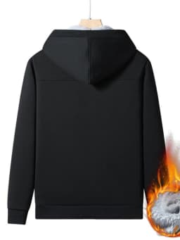 New Autumn/Winter Fashion Solid Color Outdoor Sports Fleece-Lined Thickened Warm Hoodie Men's Casual Loose High-Quality Jacket
