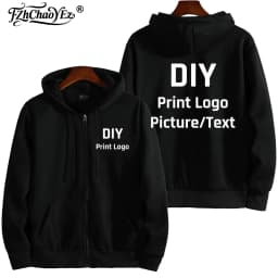 Custom Logo Zipper Hoodies Autumn Winter Men's Long Sleeve Hooded Sweatshirt Fashion Casual Male Women Outfit Sportwear Clothes