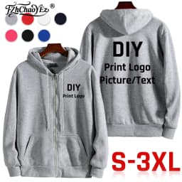 Custom Logo Zipper Hoodies Autumn Winter Men's Long Sleeve Hooded Sweatshirt Fashion Casual Male Women Outfit Sportwear Clothes