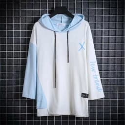Loose Fit Men's Hoodie Short Sleeve T-Shirt Color Block Design Casual Streetwear Hip Hop Style Spring Summer Fashion Top