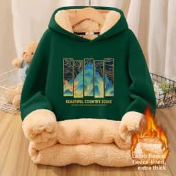 Men's Hoodie Sweatshirt Fleece Lined Thickened Autumn Winter New Style Youthful Warm Lamb Velvet Casual Streetwear