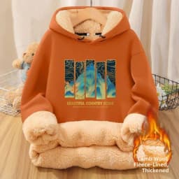 Men's Hoodie Sweatshirt Fleece Lined Thickened Autumn Winter New Style Youthful Warm Lamb Velvet Casual Streetwear