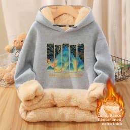 Men's Hoodie Sweatshirt Fleece Lined Thickened Autumn Winter New Style Youthful Warm Lamb Velvet Casual Streetwear