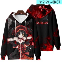 Japanese Anime Tobiichi Origami Tokisaki Kurumi Cosplay Costume 3D Print Hoodies Men Women Long Sleeve Sweatshirt Casual Jackets