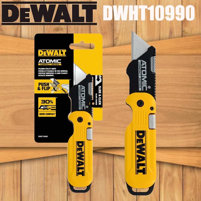 DEWALT DWHT10990 Utility Knife Atomic Compact Flip Folding Slide & Click Compact Series DIY Practical Art Knife