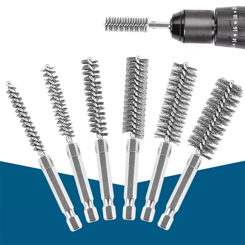 6Pcs Stainless Steel Wire Brush,Drilling Cleaning Brush Set, 1/4 Inch Hexagonal Handle, Grinding Polishing Rust Removal Tools