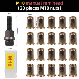 21pcs Hand Rivet Nut Head Set Rivet nut tool Manual Riveter Rivnut Tool Accessory for Nuts M3 M4 M5 M6 M8 M10 M12 Simple install