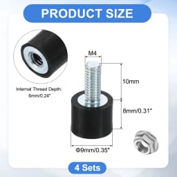 4Pcs M3 M4 M5 M6 M8 Rubber Mounts Cylindrical Anti Vibration Isolator Shock Absorber with Lock Nut for Generator Air Compressors