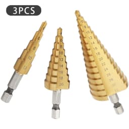 3pcs 1 / 4 " Titanium Coated Metal Hex Core Drill Bits Hss Step Drill Bit Set Cone Hole Cutter Taper Metric 4 - 12 / 20 / 32mm