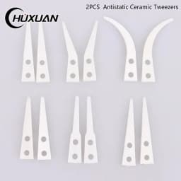 2pcs Insulated Straight Curved Tip Anti-static Ceramic Tweezers Electronic Industrial Ceramic Tweezers For Industry