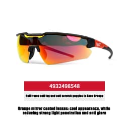 Milwaukee Safety Goggles with Orange Mirror, Anti Fog and Scratch Resistant, Comfortable and Safe Outdoor Goggles 4932498548