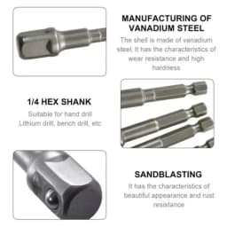 Chrome Vanadium Steel Socket Adapter Seth EX Shank to 1/4 "3/8" 1/2 "Extension Drill Bits Hex Bit Set Power Tools