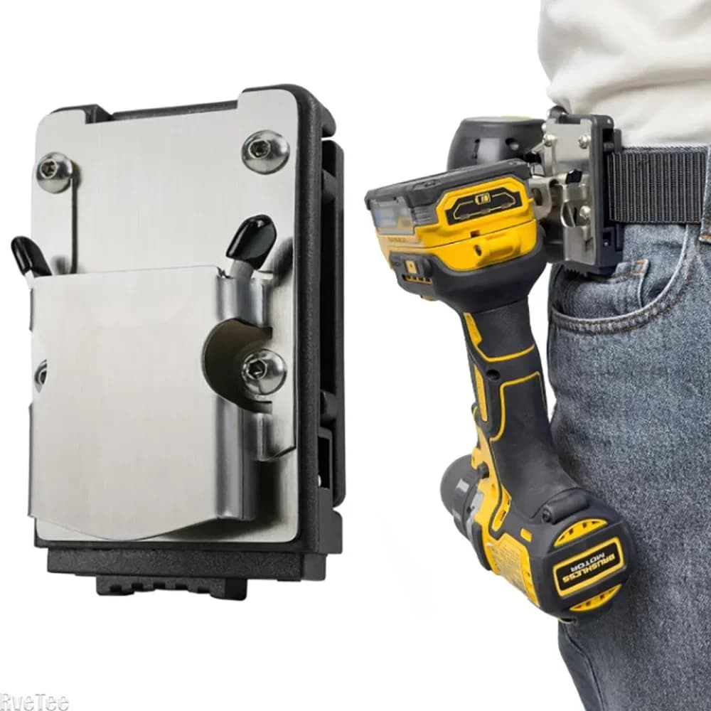 Belt Drill Bit Bracket for Impact Drills Nail Guns Dual Locking Clip Power Holder with Hook Quick Access Home Installation Tools
