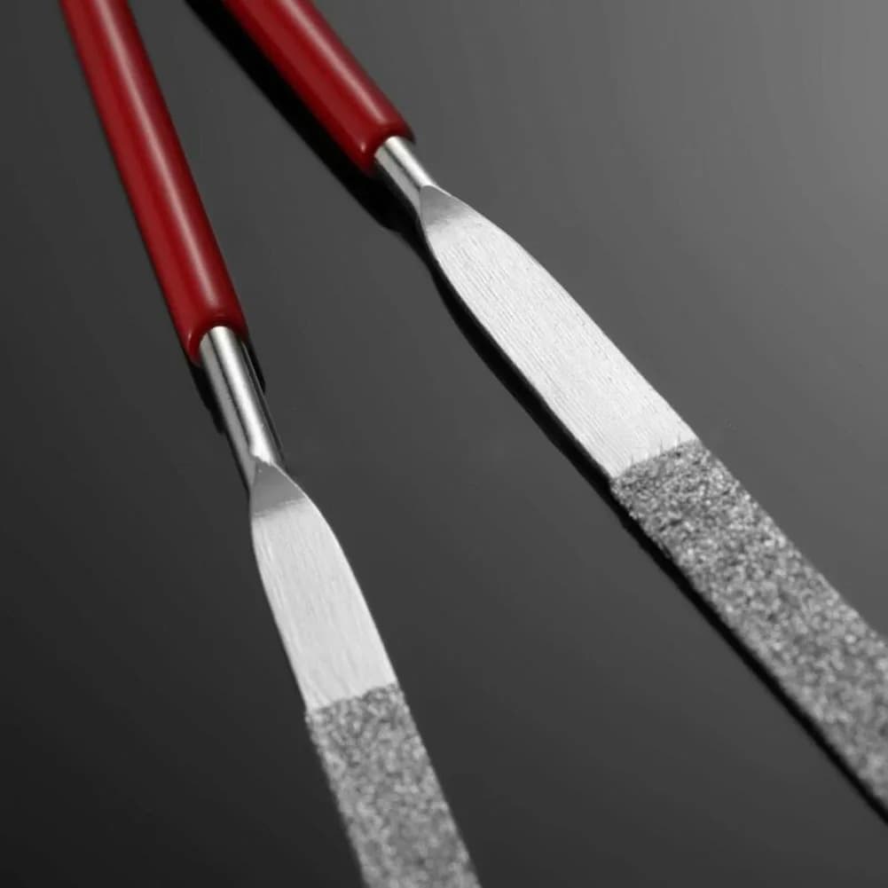 Needle File Non-slip Handle DIY Red Plastic Handle Metal Stone Grinding Flat Jewelry Polishing Tool Needle