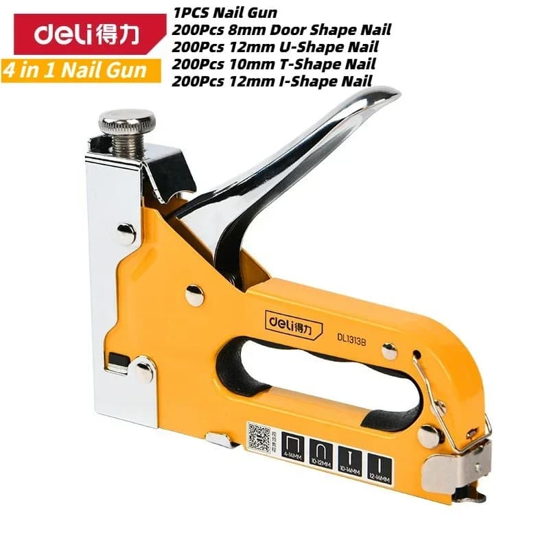 Deli 3-in-1/4-in-1 Staple Gun Kit Heavy Duty Nail Gun U-shape T-shape I-shape Door-shape Staples Nail Home Upholstery Fix Tools
