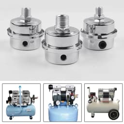 Metal Air Filter OilFree Muffler For 12 5mm/16mm/20mm Air Compressor Pump, Noise Reduction, Easy Installation Silver