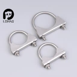 1Pc 304 Stainless Steel U-Screw Irregular Bolt With Baffle And Nut M8 Exhaust Pipe Clamp