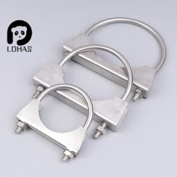 1Pc 304 Stainless Steel U-Screw Irregular Bolt With Baffle And Nut M8 Exhaust Pipe Clamp