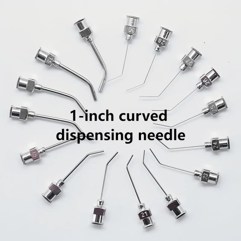 1-inch 45 degree bent metal injection needle tube, stainless steel dispensing needle, dispensing needle distributor accessories