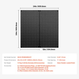 SucceBuy 24x12in 2/4pcs Metal Pegboard Panels Wall Organizer with Hooks Accessories for Garage Tool Storage Craft Room Home