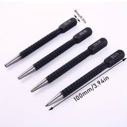 4 Pieces of High-speed Steel Nail Fixer Black Drilling Manual Locator Punching Center and Dot Punch (1/32 "2/32" 3/32 "4/32")