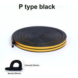 5m/10m DIEP Shape Door Seal Strip Self-adhesive Window WeatherStripping Insulation Noise Rubber Sealing Strip Draft Stopper Tape