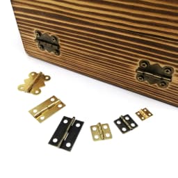 12pcs Mini Small Long Flat Jewelry Chest Gift Wine Music Wooden Box Case Furniture Dollhouse Cabinet Door Hinge with Screw Nail