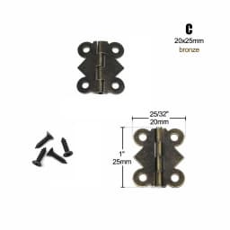 12pcs Mini Small Long Flat Jewelry Chest Gift Wine Music Wooden Box Case Furniture Dollhouse Cabinet Door Hinge with Screw Nail