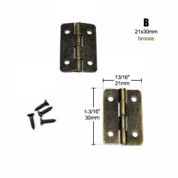 12pcs Mini Small Long Flat Jewelry Chest Gift Wine Music Wooden Box Case Furniture Dollhouse Cabinet Door Hinge with Screw Nail