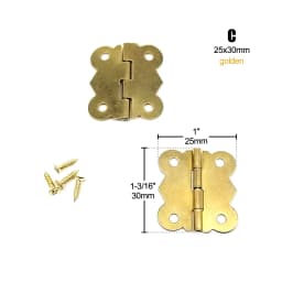 12pcs Mini Small Long Flat Jewelry Chest Gift Wine Music Wooden Box Case Furniture Dollhouse Cabinet Door Hinge with Screw Nail
