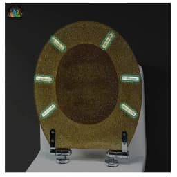 Premium Golden Resin Toilet Seat Cover with Soft-Close Stainless Steel Hinges – Universal Fit for U, V, and O-Shaped Toilets