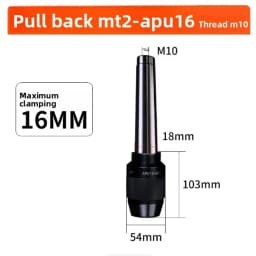 MT2-APU13 16 M10 Integrated Keyless Drill Chuck Straight Shank Self-Tightening for Milling Drilling Machine