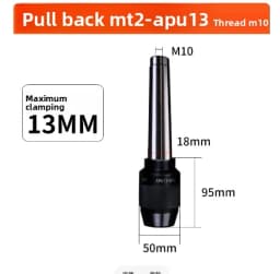 MT2-APU13 16 M10 Integrated Keyless Drill Chuck Straight Shank Self-Tightening for Milling Drilling Machine