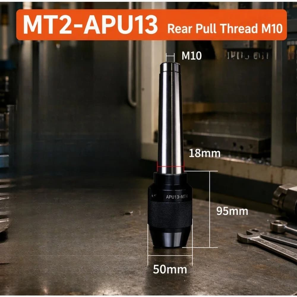 MT2-APU13 16 M10 Integrated Keyless Drill Chuck Straight Shank Self-Tightening for Milling Drilling Machine