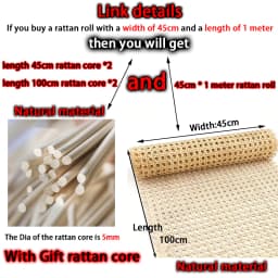 40/45/50/55cmWidth Rattan Roll, Natural Caning Material, Rattan Cane Webbing Roll Fabric Rattan Material for Furniture Gift Core
