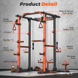 RK4 Power Rack, Power Cage Multi Function Squat Rack with Cable Crossover System,2000LBS Capacity with LAT, Customized