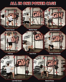 Power Cage with Dual Pulley System, 1600LB Multi-Function Squat Rack | Cable Crossover & LAT Pull Down, All-in-One, Customized