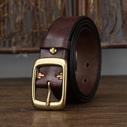 3.3Cm Width Copper Buckle Men's Cowskin Leather Belt Leather Retro Handmade Belt Male Luxury Belt For Jeans Wide Belt Men's Gift